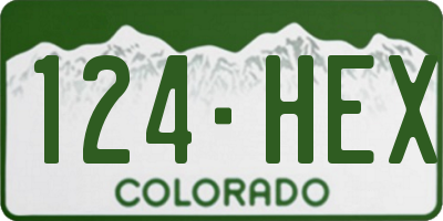 CO license plate 124HEX