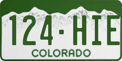 CO license plate 124HIE