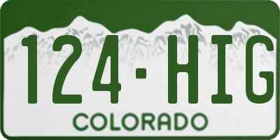 CO license plate 124HIG