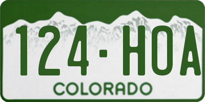 CO license plate 124HOA