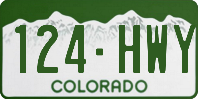 CO license plate 124HWY