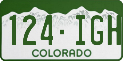 CO license plate 124IGH
