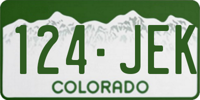 CO license plate 124JEK