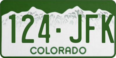 CO license plate 124JFK