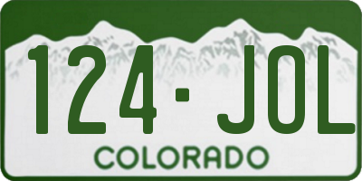 CO license plate 124JOL