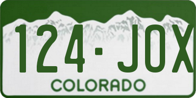 CO license plate 124JOX