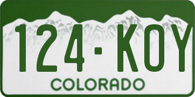 CO license plate 124KOY