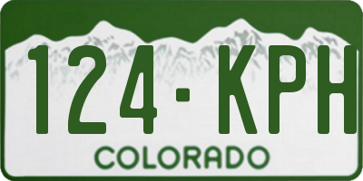 CO license plate 124KPH
