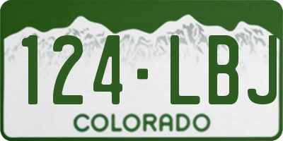 CO license plate 124LBJ