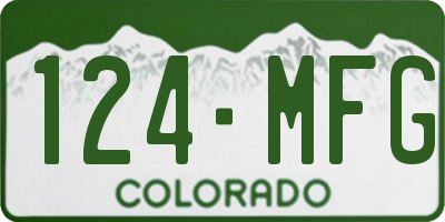 CO license plate 124MFG