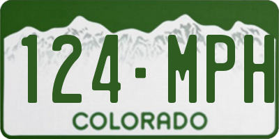 CO license plate 124MPH