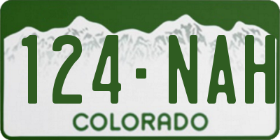 CO license plate 124NAH