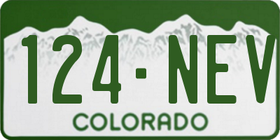 CO license plate 124NEV