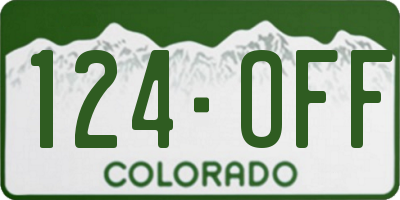CO license plate 124OFF