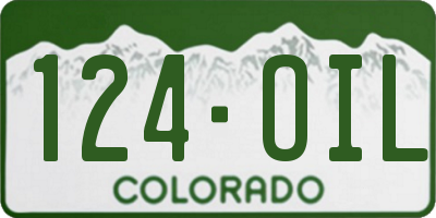CO license plate 124OIL
