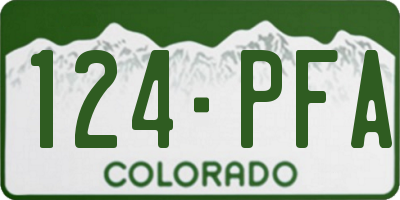 CO license plate 124PFA