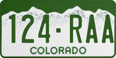 CO license plate 124RAA