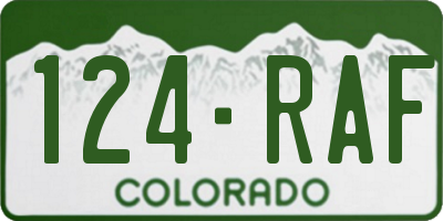 CO license plate 124RAF