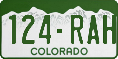 CO license plate 124RAH