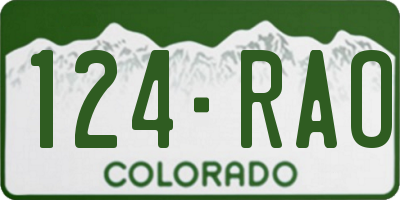 CO license plate 124RAO