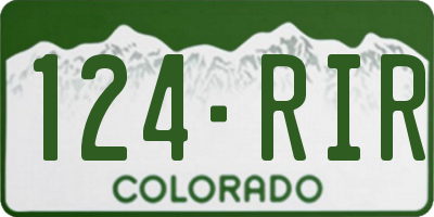 CO license plate 124RIR
