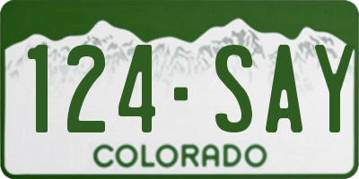 CO license plate 124SAY