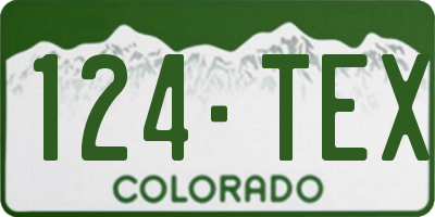 CO license plate 124TEX