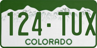 CO license plate 124TUX