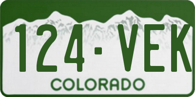 CO license plate 124VEK
