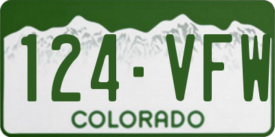 CO license plate 124VFW