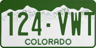 CO license plate 124VWT