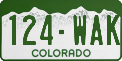 CO license plate 124WAK