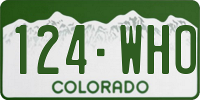 CO license plate 124WHO