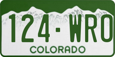 CO license plate 124WRO