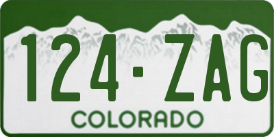 CO license plate 124ZAG