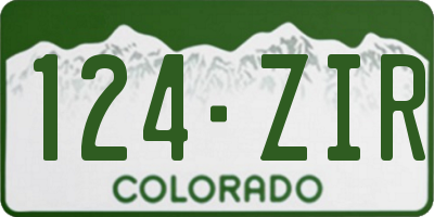 CO license plate 124ZIR
