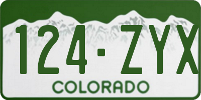 CO license plate 124ZYX
