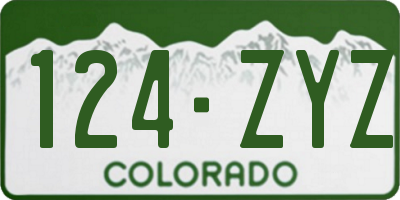 CO license plate 124ZYZ