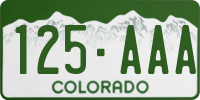 CO license plate 125AAA