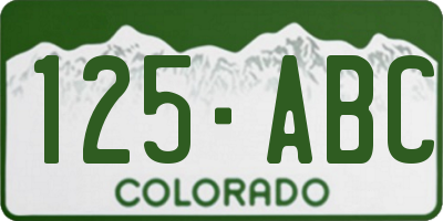 CO license plate 125ABC