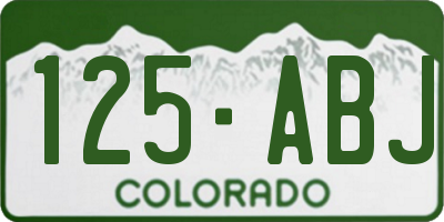 CO license plate 125ABJ