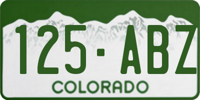 CO license plate 125ABZ