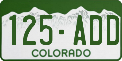 CO license plate 125ADD