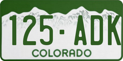 CO license plate 125ADK