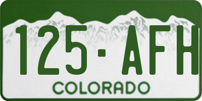 CO license plate 125AFH