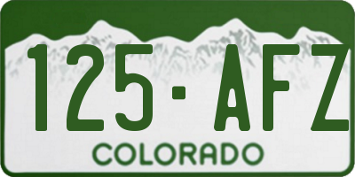 CO license plate 125AFZ