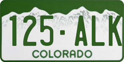 CO license plate 125ALK