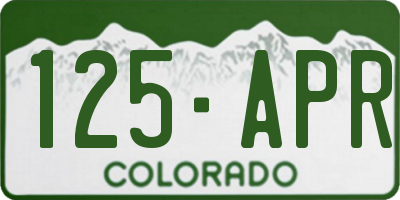 CO license plate 125APR