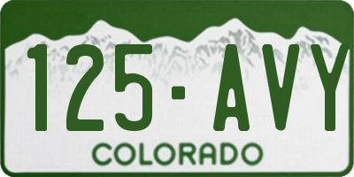 CO license plate 125AVY