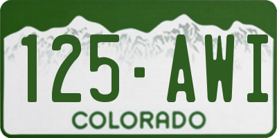 CO license plate 125AWI